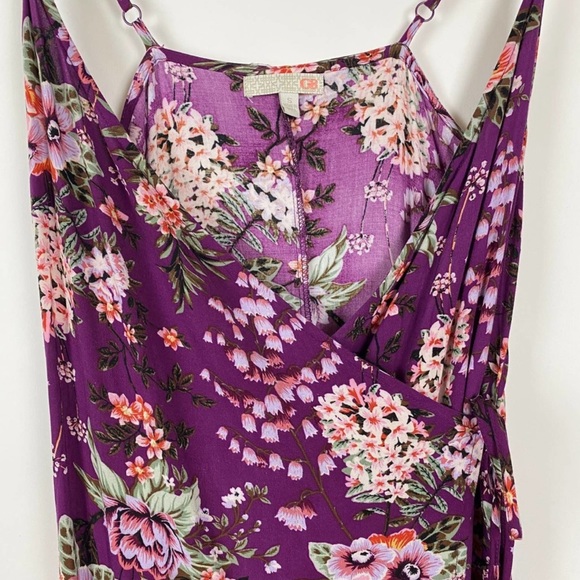 Gianni Bini Dresses Purple Floral Wrap/Tie Midi Dress - Picture 7 of 14